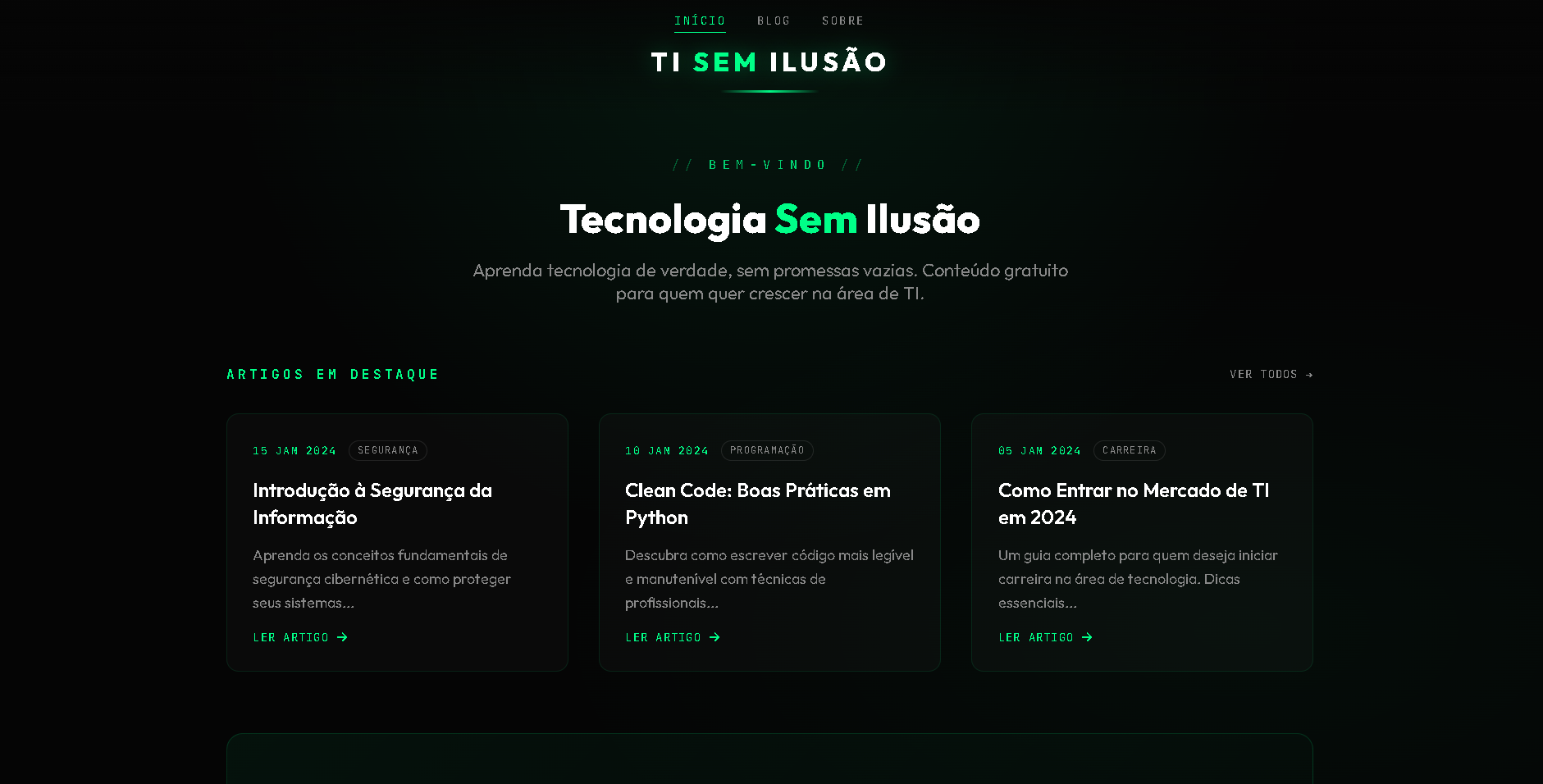 Página do blog TI Sem Ilusão